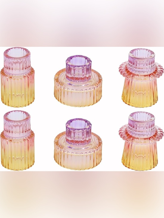 Other - 6pc Sunset Glass Candle Holders Set